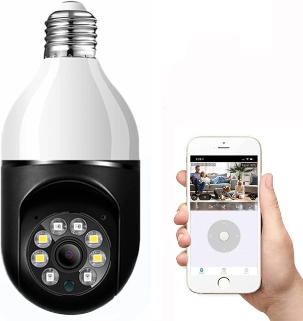 WiFi Surveillance Camera with E27 Bulb Connector,Two Way Audio,Night Vision,Smart Motion Detection