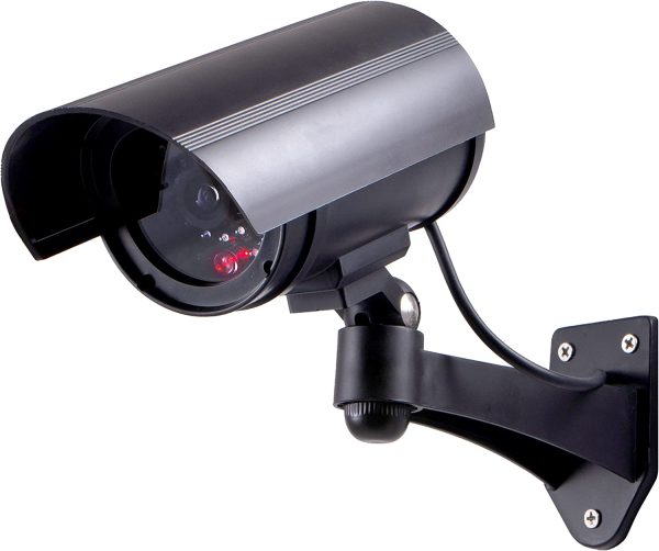 Security Bullet Camera with Flashing Red Light, Blinking LED, Fake Surveillance, Realistic Looking Recording Lens